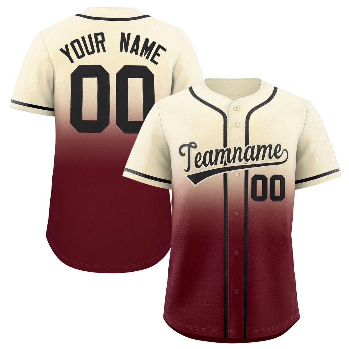 Custom Cream Maroon Gradient Fashion Authentic Baseball Jersey