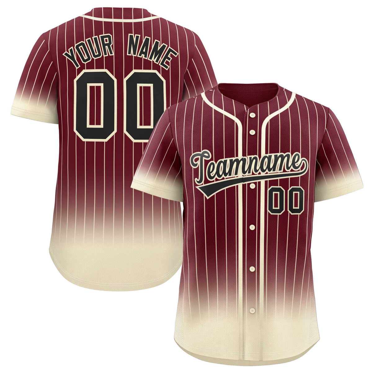 Custom Maroon Cream Gradient Stripe Fashion Authentic Baseball Jersey