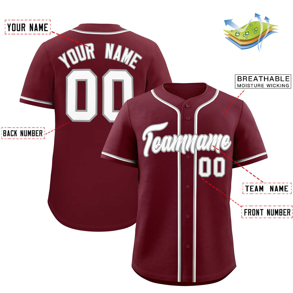 Custom Maroon Classic Style Authentic Baseball Jersey