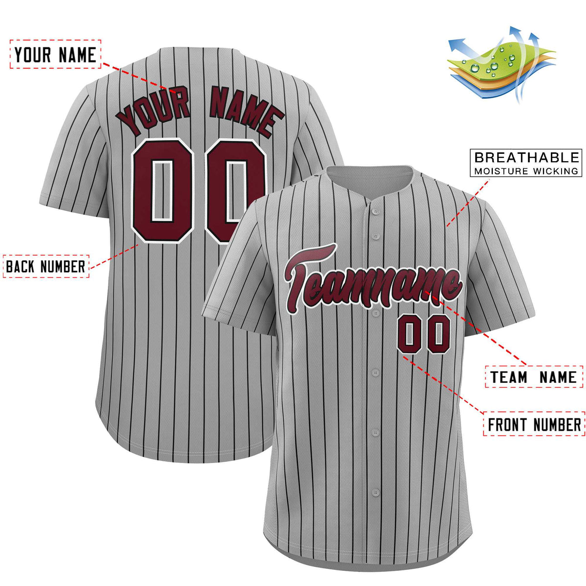 Custom Gray Black Stripe Fashion Authentic Baseball Jersey
