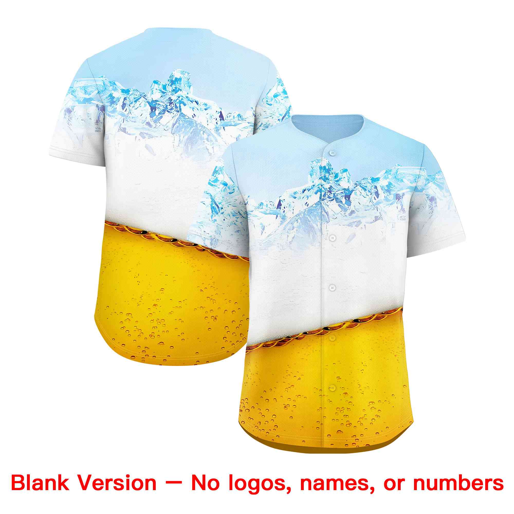 Custom Gold Light Blue National Beer Day Personalized Beer Pattern Baseball Jersey | Suitable For Groups Or Parties | KXKSHOP