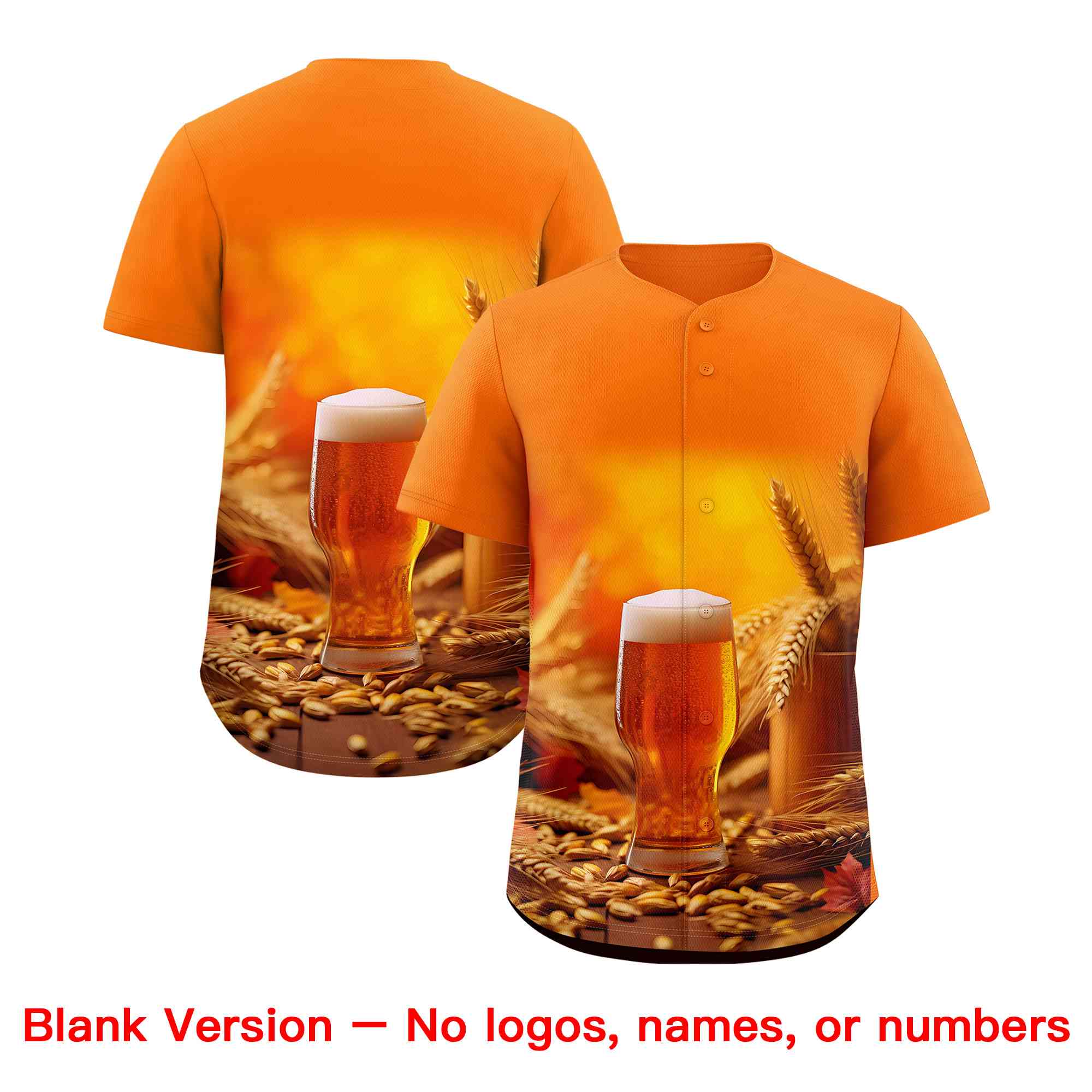 Custom Orange National Beer Day Personalized Beer Pattern Baseball Jersey | Suitable For Groups Or Parties | KXKSHOP