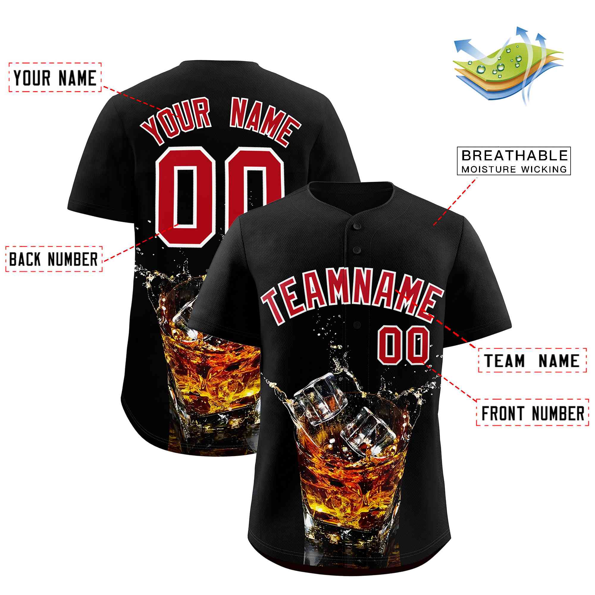 Custom Black National Beer Day Personalized Beer Pattern Baseball Jersey | Suitable For Groups Or Parties | KXKSHOP