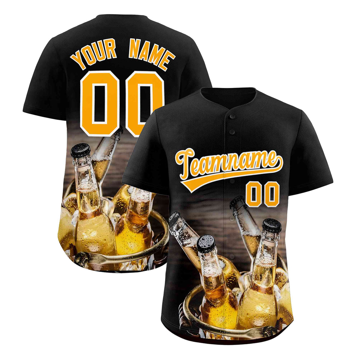 Custom Black National Beer Day Personalized Beer Pattern Baseball Jersey | Suitable For Groups Or Parties | KXKSHOP