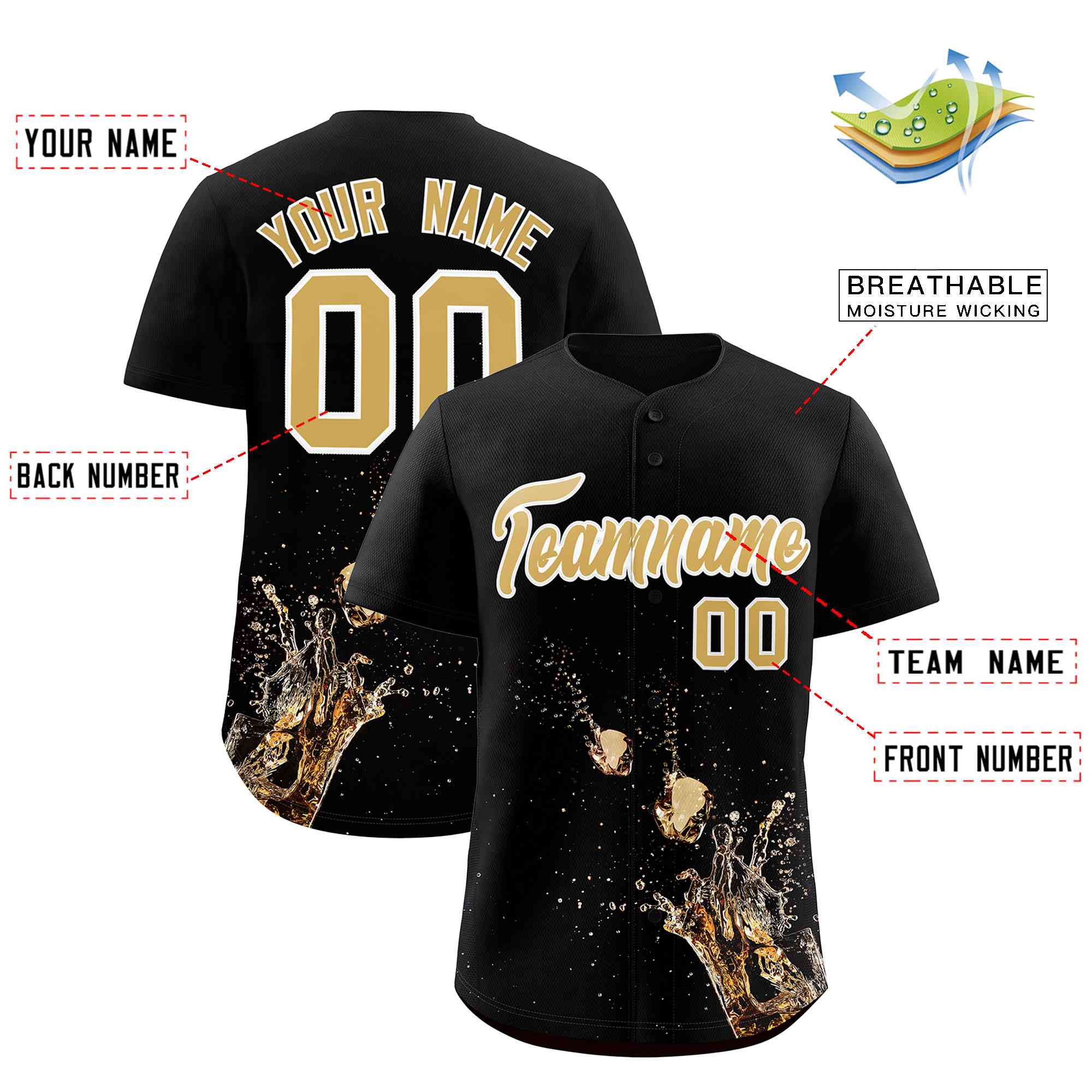 Custom Black National Beer Day Personalized Beer Pattern Baseball Jersey | Suitable For Groups Or Parties | KXKSHOP