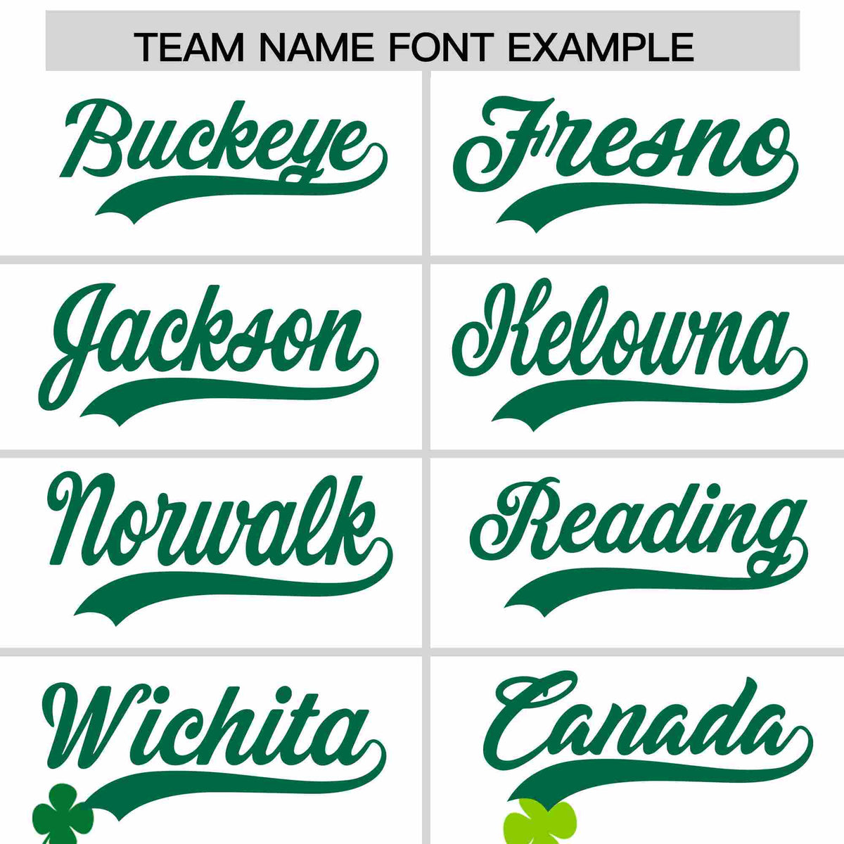 Custom White Green St.Patrick&#39;s Day Personalized Four Leaf Clover Pattern Baseball Jersey