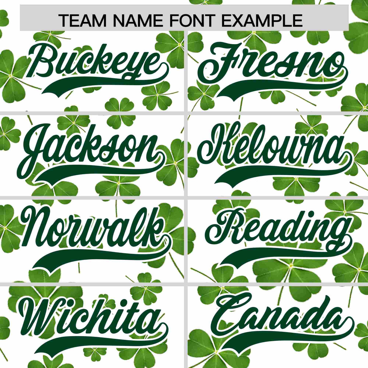 Custom White Green St.Patrick&#39;s Day Personalized Four Leaf Clover Pattern Baseball Jersey