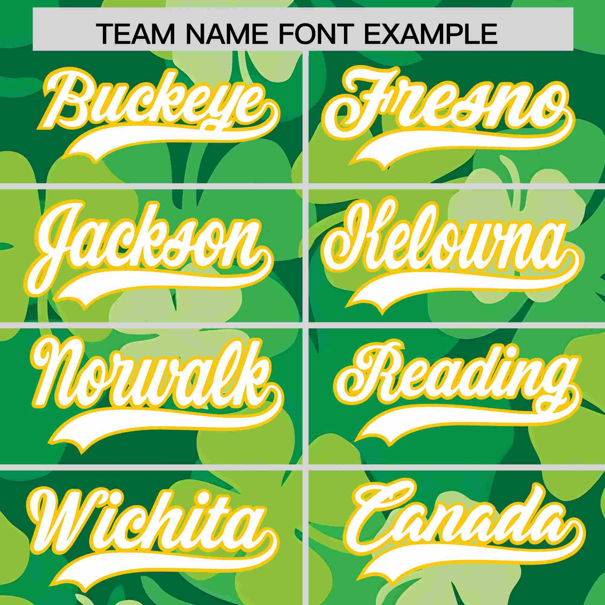 Custom Kelly Green White St.Patrick's Day Personalized Four Leaf Clover Pattern Baseball Jersey