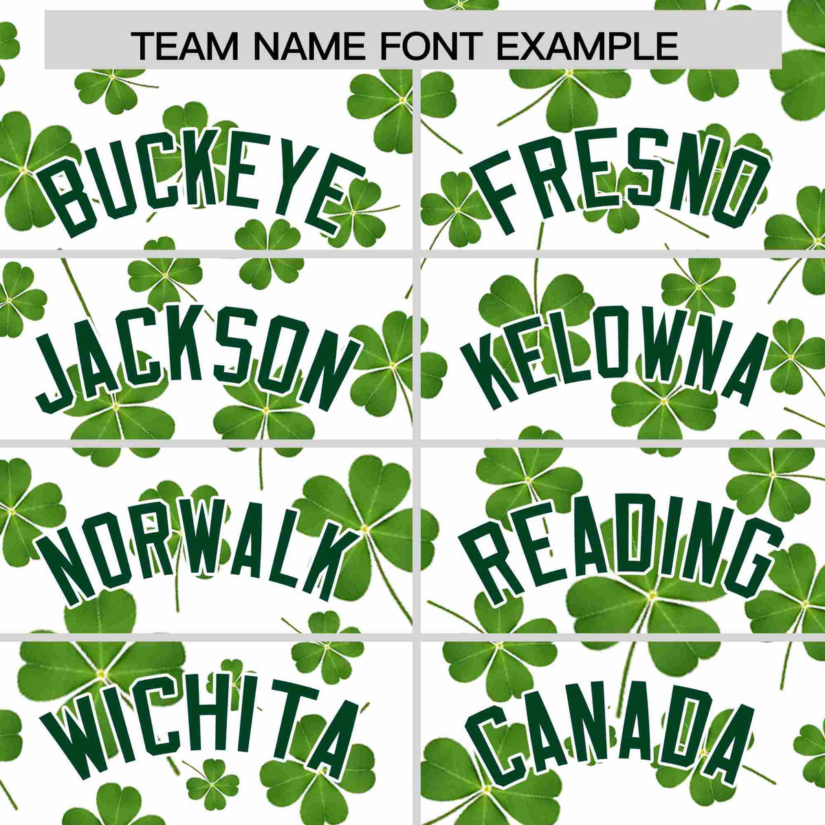 Custom White Green St.Patrick&#39;s Day Personalized Four Leaf Clover Pattern Baseball Jersey