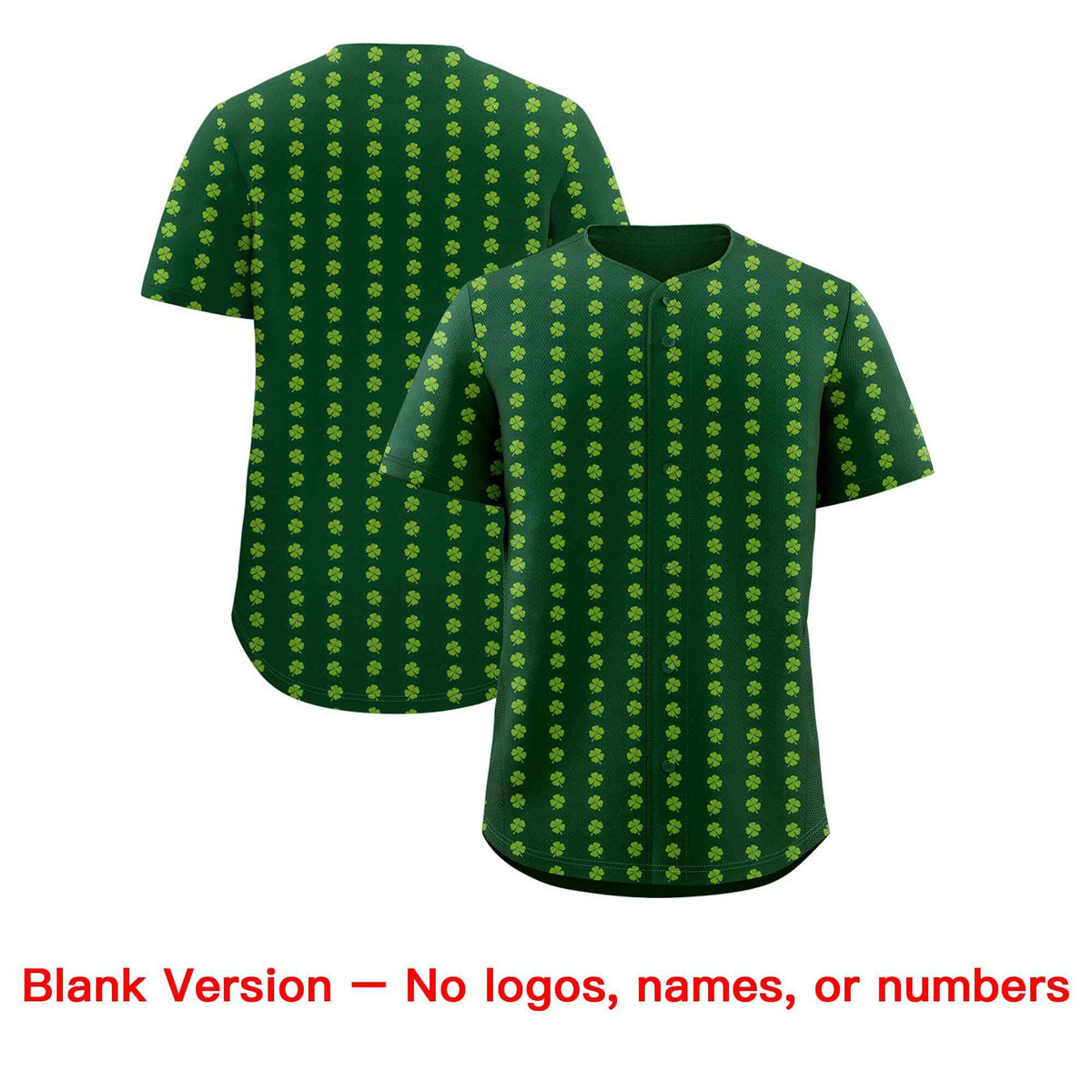 Custom Green Gold St.Patrick&#39;s Day Personalized Four Leaf Clover Pattern Baseball Jersey