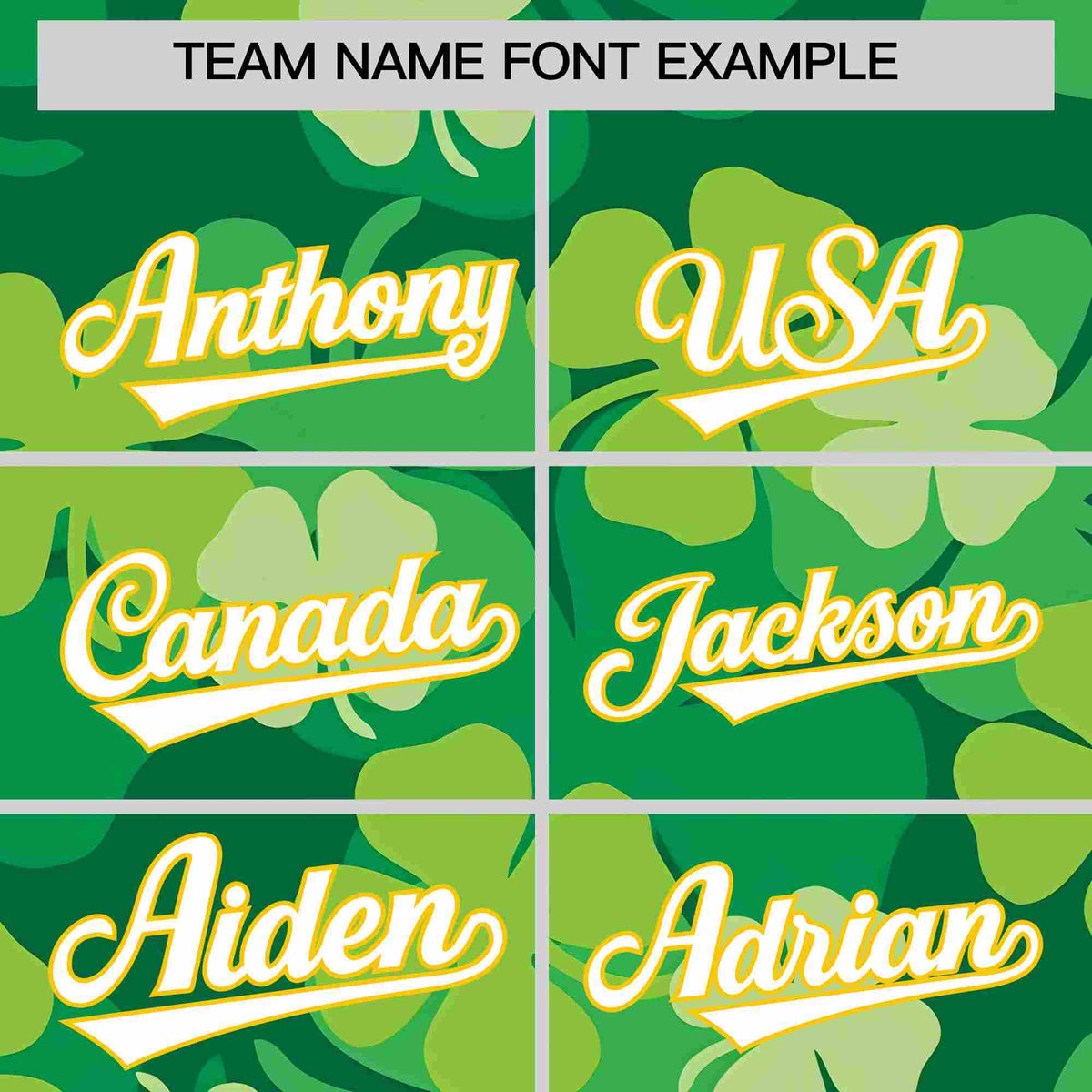 Custom Kelly Green White St.Patrick&#39;s Day Personalized Four Leaf Clover Pattern Baseball Jersey| KXKSHOP