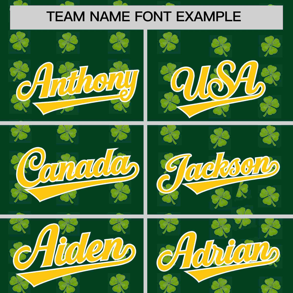 Custom Green Gold St.Patrick&#39;s Day Personalized Four Leaf Clover Pattern Baseball Jersey| KXKSHOP