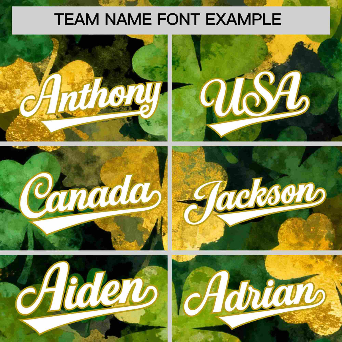 Custom Black White St.Patrick&#39;s Day Personalized Four Leaf Clover Pattern Baseball Jersey| KXKSHOP