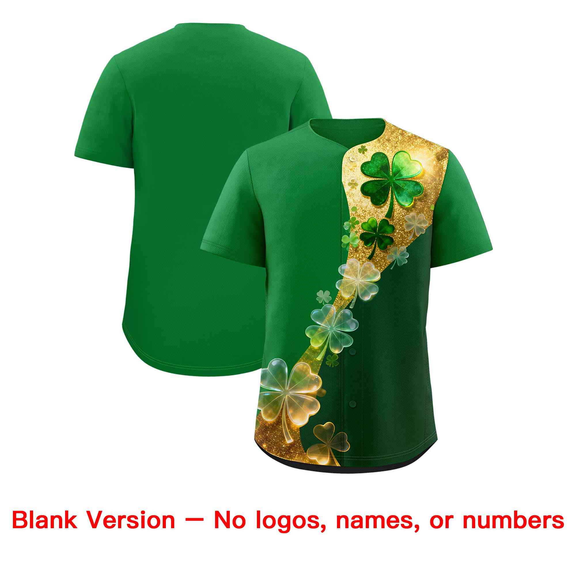Custom Kelly Green Green St.Patrick's Day Personalized Four Leaf Clover Pattern Baseball Jersey| KXKSHOP