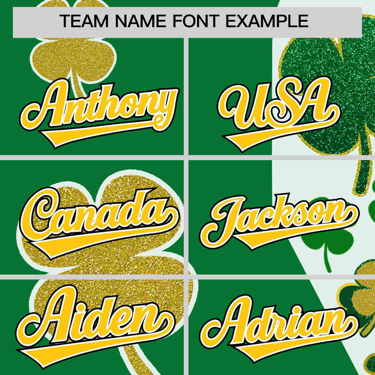 Custom Kelly Green Gold St.Patrick&#39;s Day Personalized Four Leaf Clover Pattern Baseball Jersey| KXKSHOP