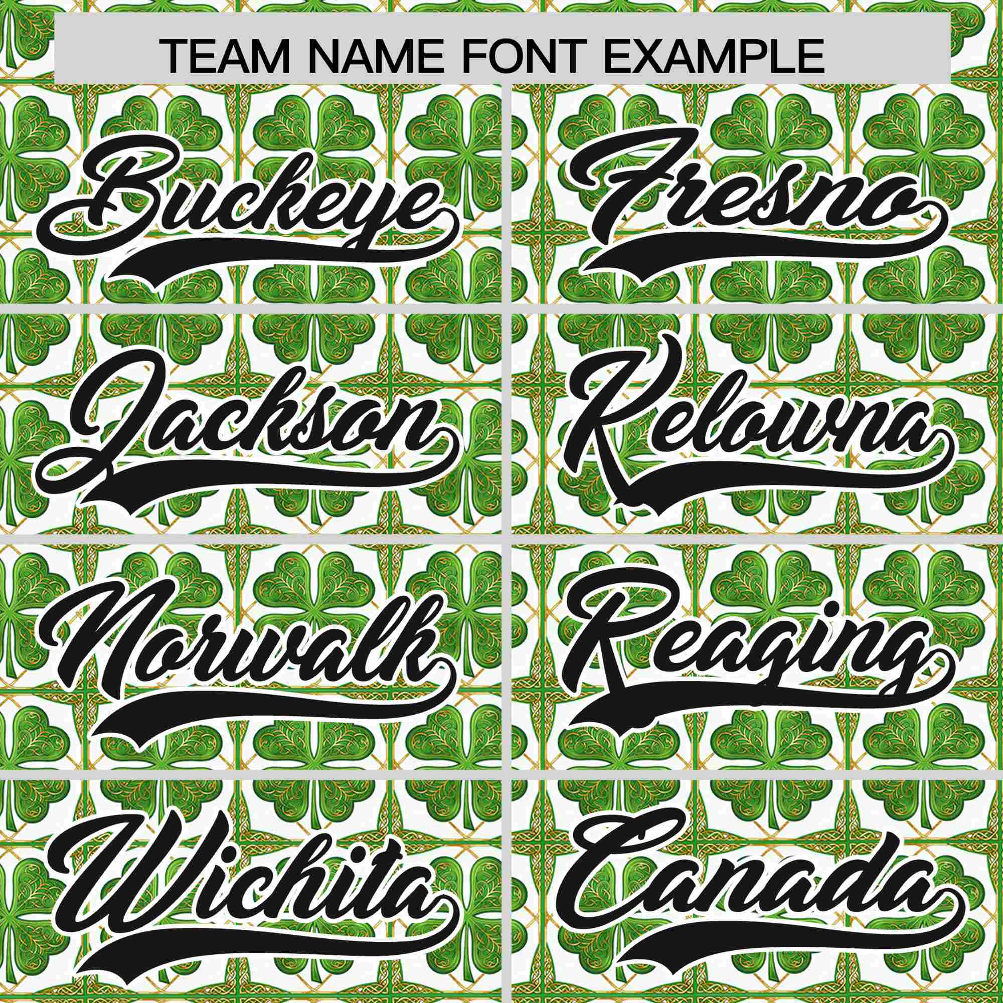 Custom White Black St.Patrick's Day Personalized Four Leaf Clover Pattern Baseball Jersey