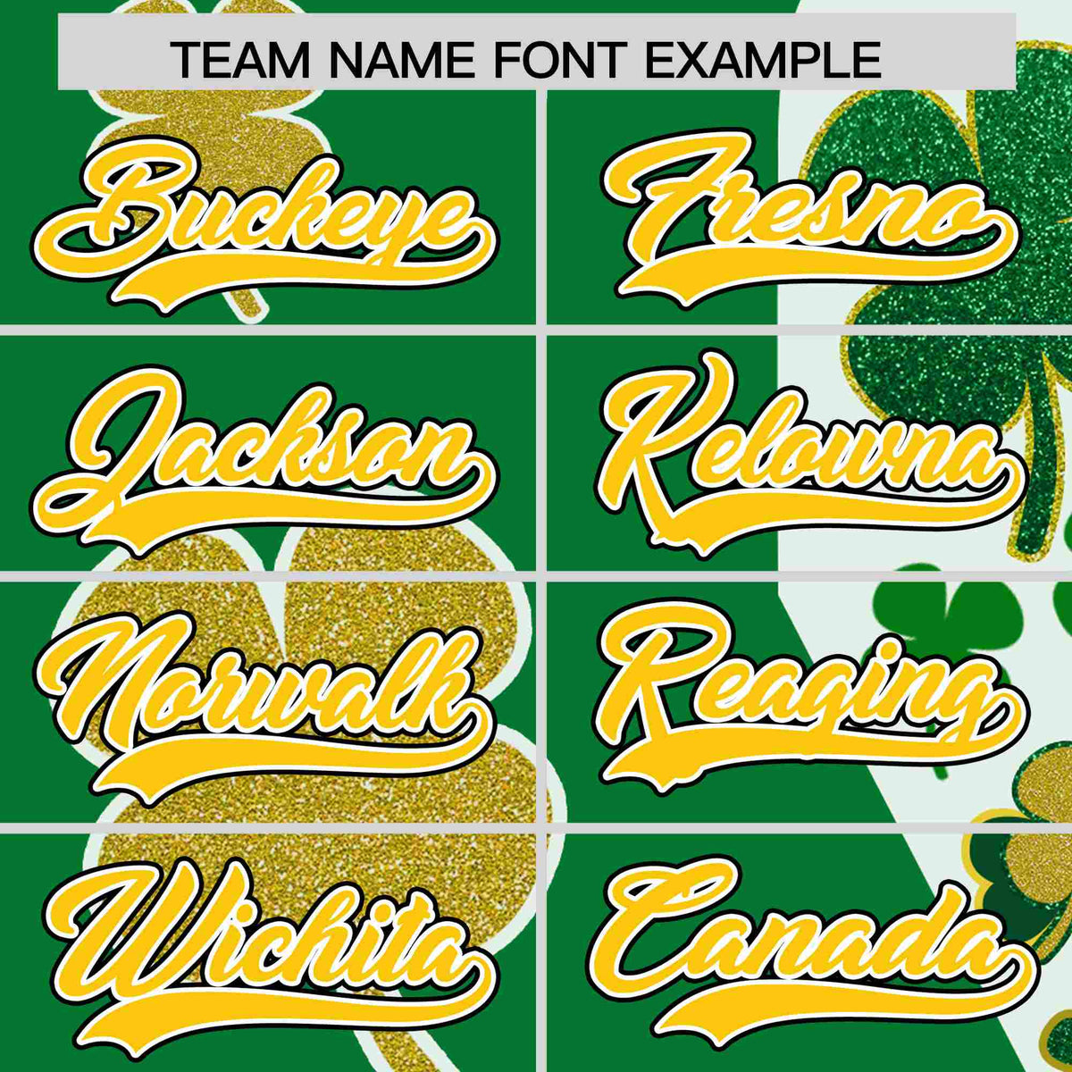 Custom Kelly Green Gold St.Patrick&#39;s Day Personalized Four Leaf Clover Pattern Baseball Jersey