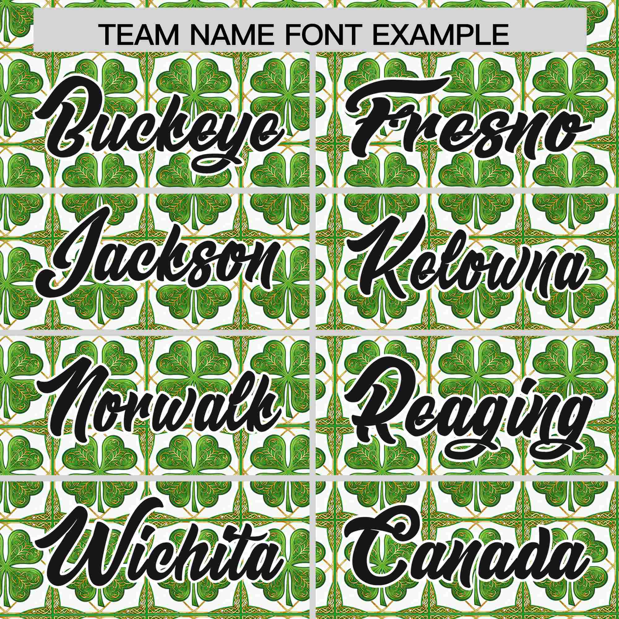 Custom White Black St.Patrick's Day Personalized Four Leaf Clover Pattern Baseball Jersey