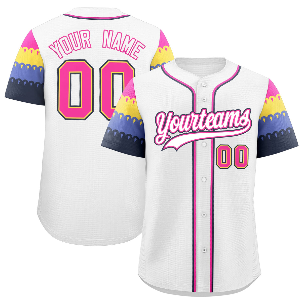 Custom White Rose Red Navy Sleeve Flag Lace Baseball Jersey | Sublimation Printed &amp; Embroidery,Add Name and Numbern,Perfect for Teams | KXKSHOP