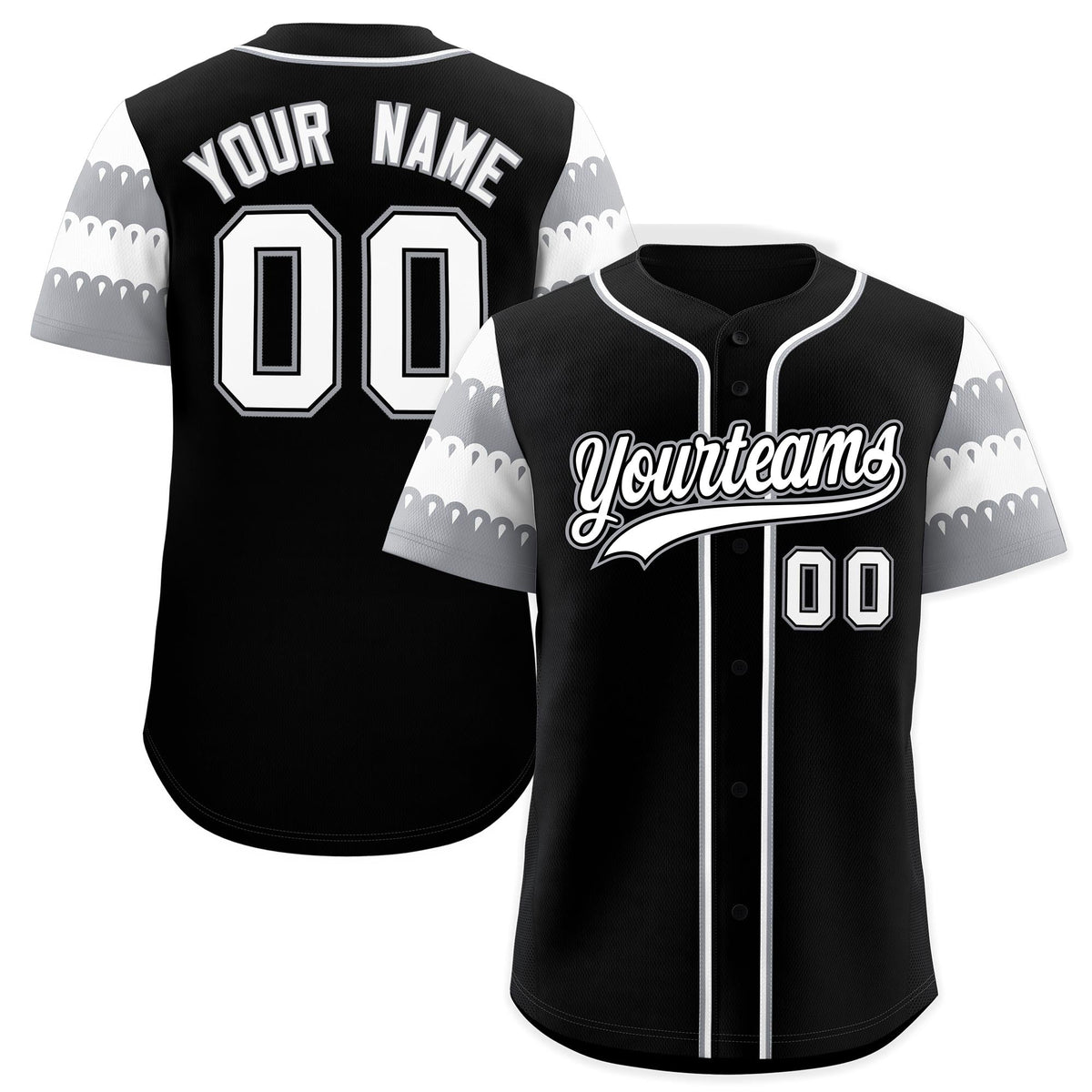 Custom Black Gray White Sleeve Flag Lace Baseball Jersey | Sublimation Printed &amp; Embroidery,Add Name and Numbern,Perfect for Teams | KXKSHOP