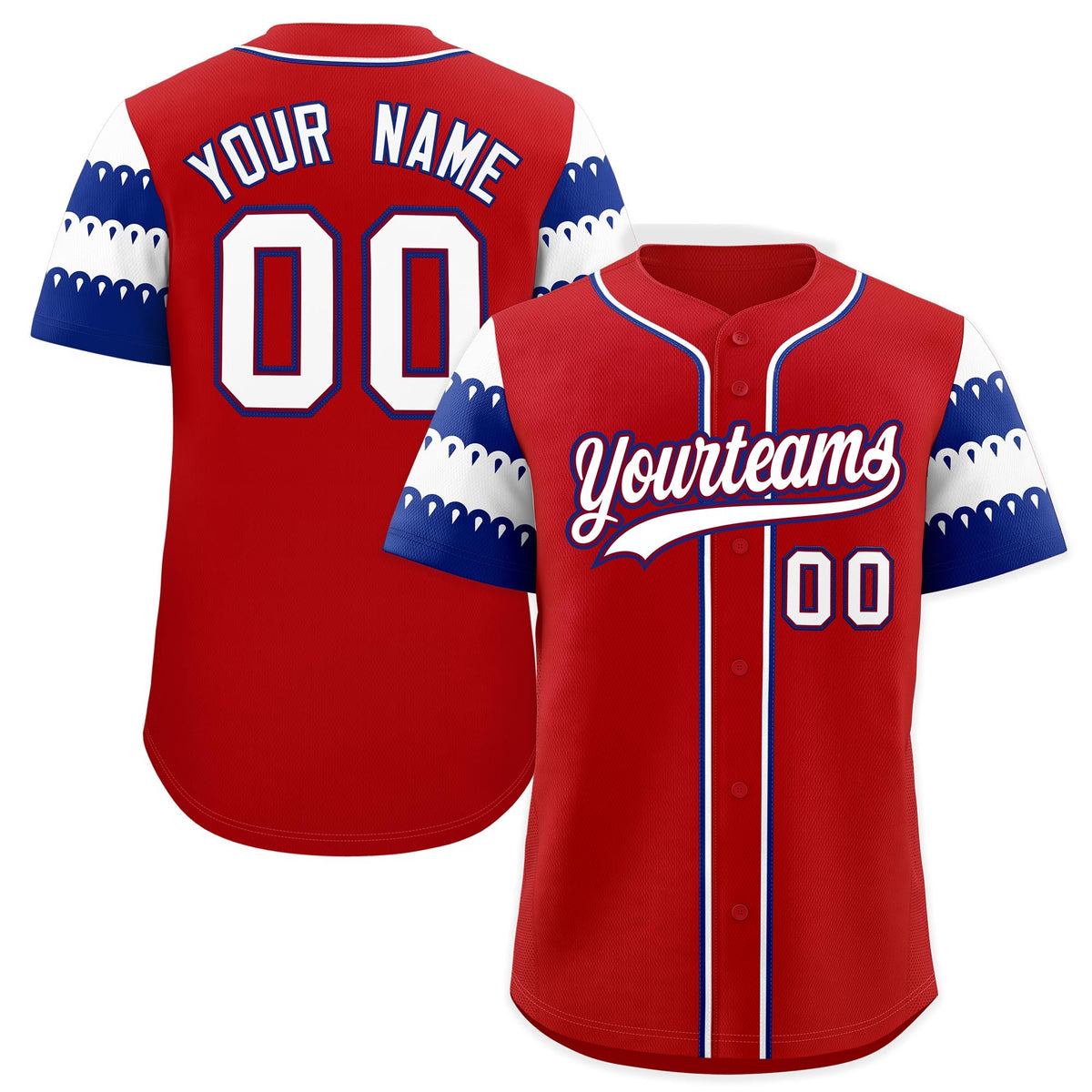 Custom Red Royal White Sleeve Flag Lace Baseball Jersey | Sublimation Printed &amp; Embroidery,Add Name and Numbern,Perfect for Teams | KXKSHOP