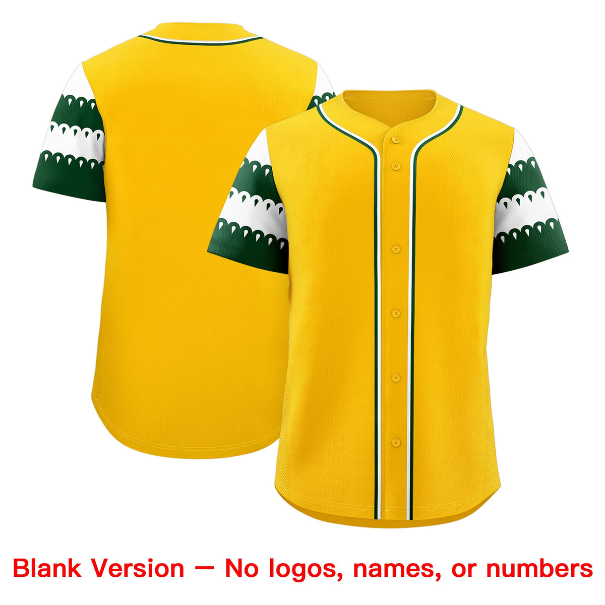 Custom Gold Green White Sleeve Flag Lace Baseball Jersey | Sublimation Printed &amp; Embroidery,Add Name and Numbern,Perfect for Teams | KXKSHOP