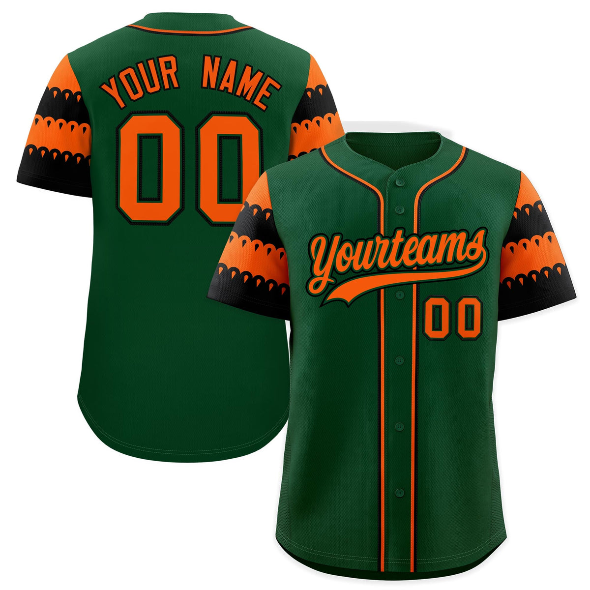 Custom Green Orange Black Sleeve Flag Lace Baseball Jersey | Sublimation Printed &amp; Embroidery,Add Name and Numbern,Perfect for Teams | KXKSHOP