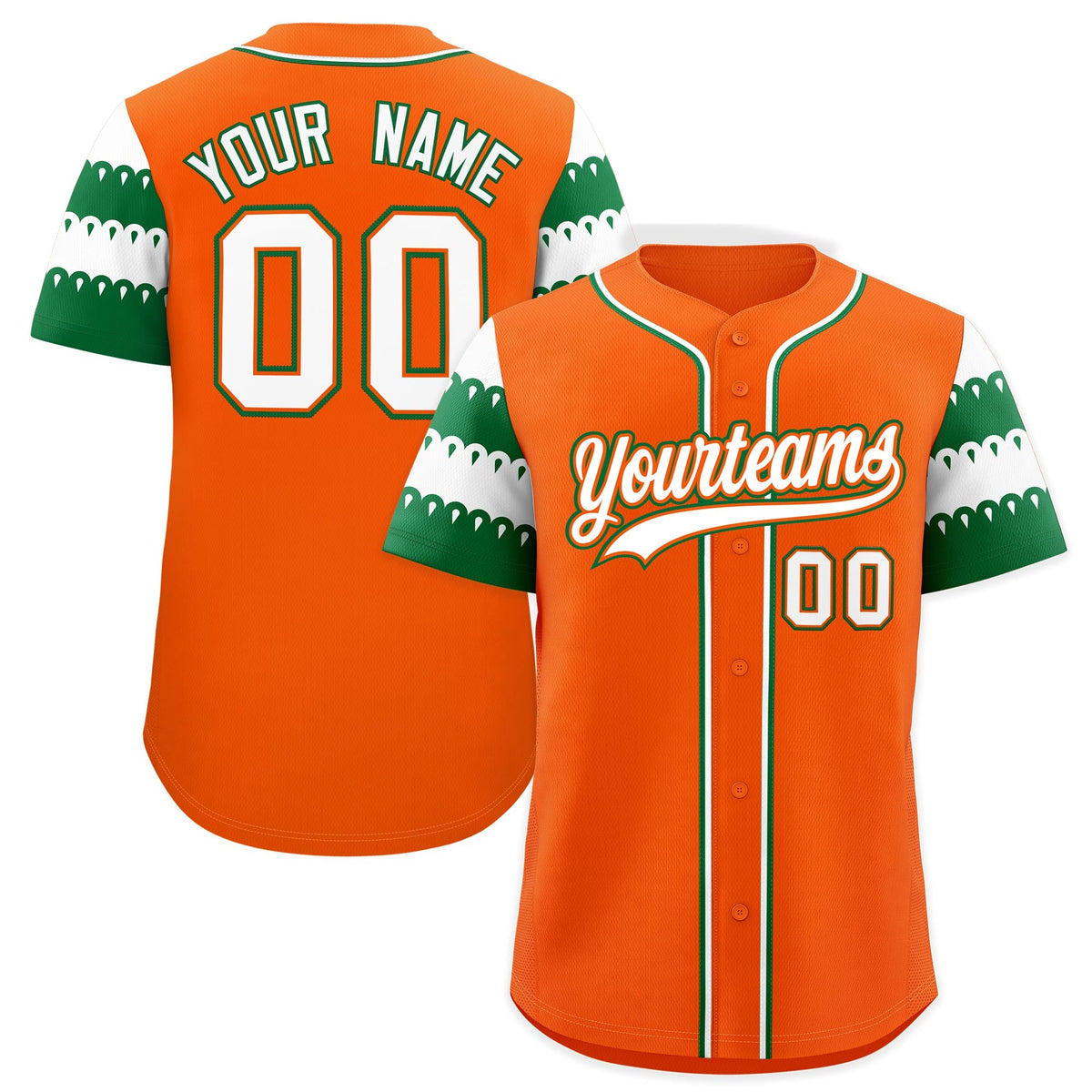 Custom Orange Kelly Green White Sleeve Flag Lace Baseball Jersey | Sublimation Printed &amp; Embroidery,Add Name and Numbern,Perfect for Teams | KXKSHOP