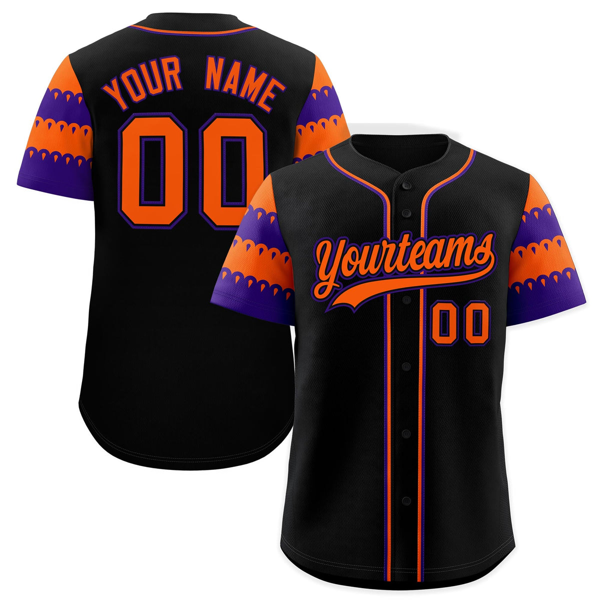 Custom Black Orange Purple Sleeve Flag Lace Baseball Jersey | Sublimation Printed &amp; Embroidery,Add Name and Numbern,Perfect for Teams | KXKSHOP