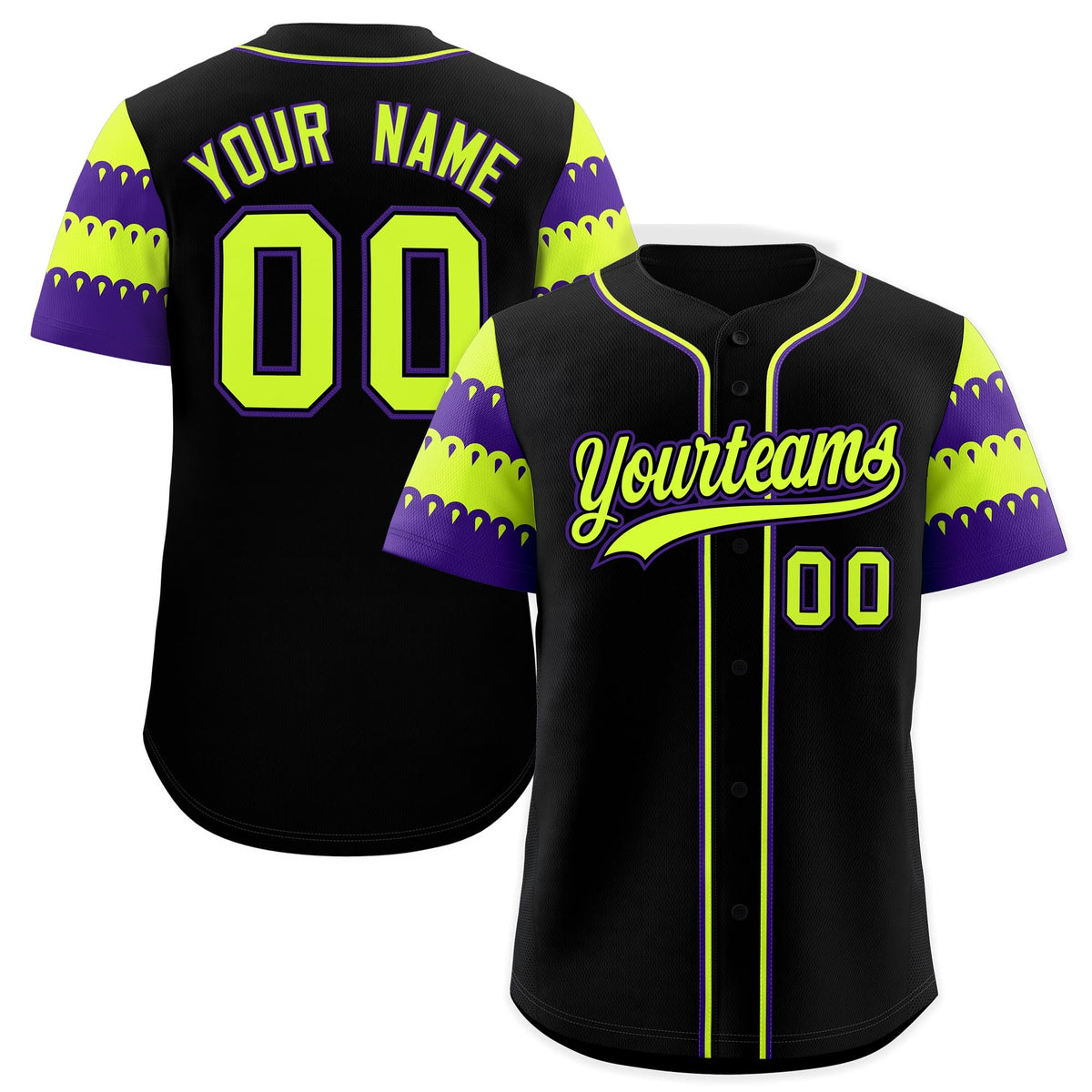 Custom Black Purple Sleeve Flag Lace Baseball Jersey | Sublimation Printed &amp; Embroidery,Add Name and Numbern,Perfect for Teams | KXKSHOP
