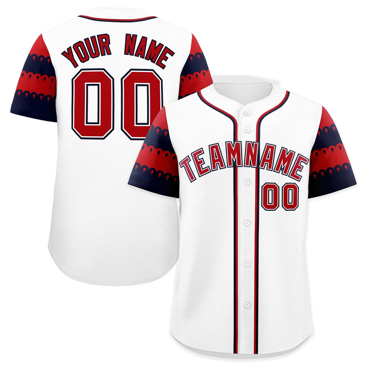 Custom White Red Navy Sleeve Flag Lace Baseball Jersey | Sublimation Printed &amp; Embroidery,Add Name and Numbern,Perfect for Teams | KXKSHOP