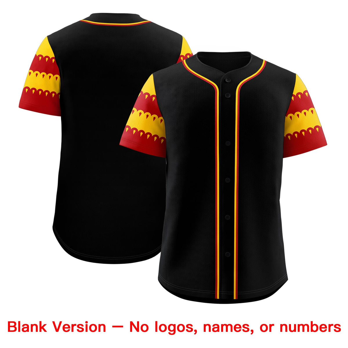 Custom Black Gold Red Sleeve Flag Lace Baseball Jersey | Sublimation Printed &amp; Embroidery,Add Name and Numbern,Perfect for Teams | KXKSHOP
