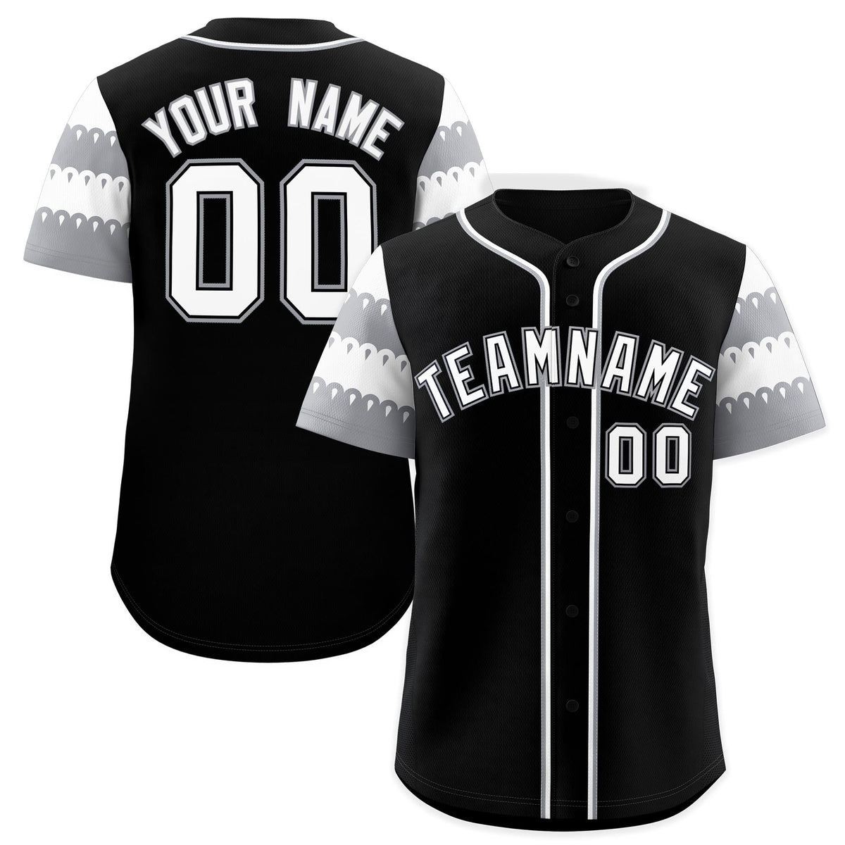 Custom Black Gray White Sleeve Flag Lace Baseball Jersey | Sublimation Printed &amp; Embroidery,Add Name and Numbern,Perfect for Teams | KXKSHOP