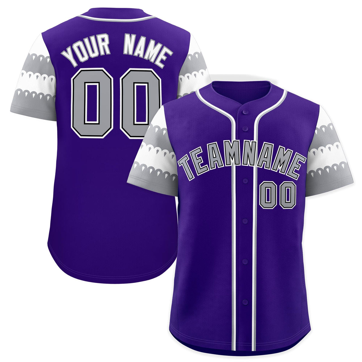 Custom Purple Gray White Sleeve Flag Lace Baseball Jersey | Sublimation Printed &amp; Embroidery,Add Name and Numbern,Perfect for Teams | KXKSHOP