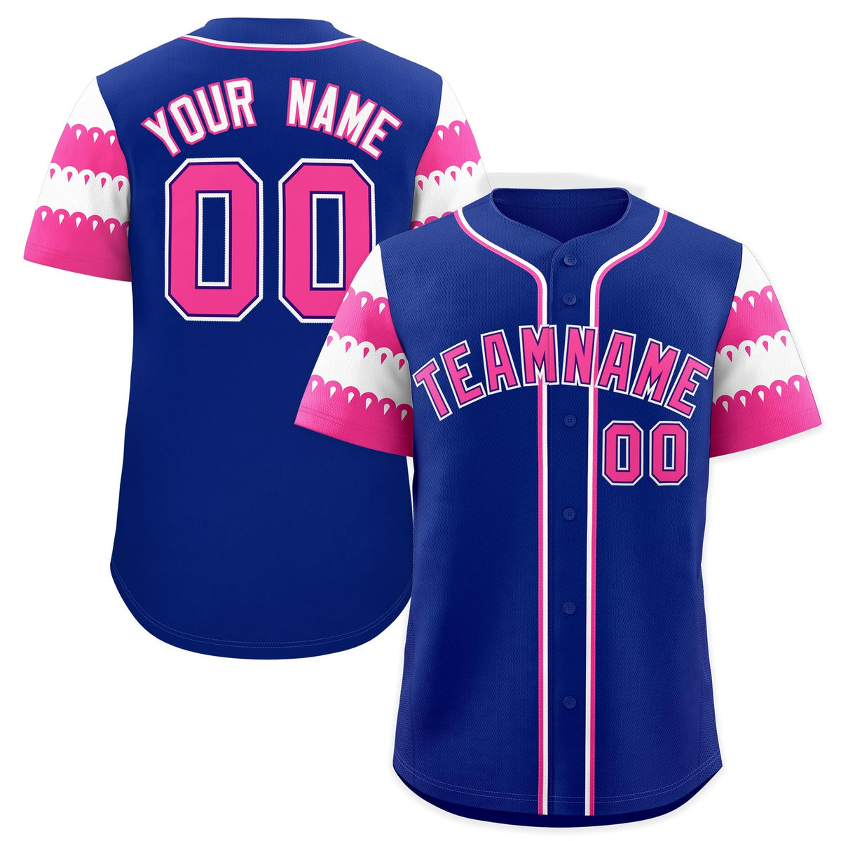Custom Royal Pink White Sleeve Flag Lace Baseball Jersey | Sublimation Printed &amp; Embroidery,Add Name and Numbern,Perfect for Teams | KXKSHOP