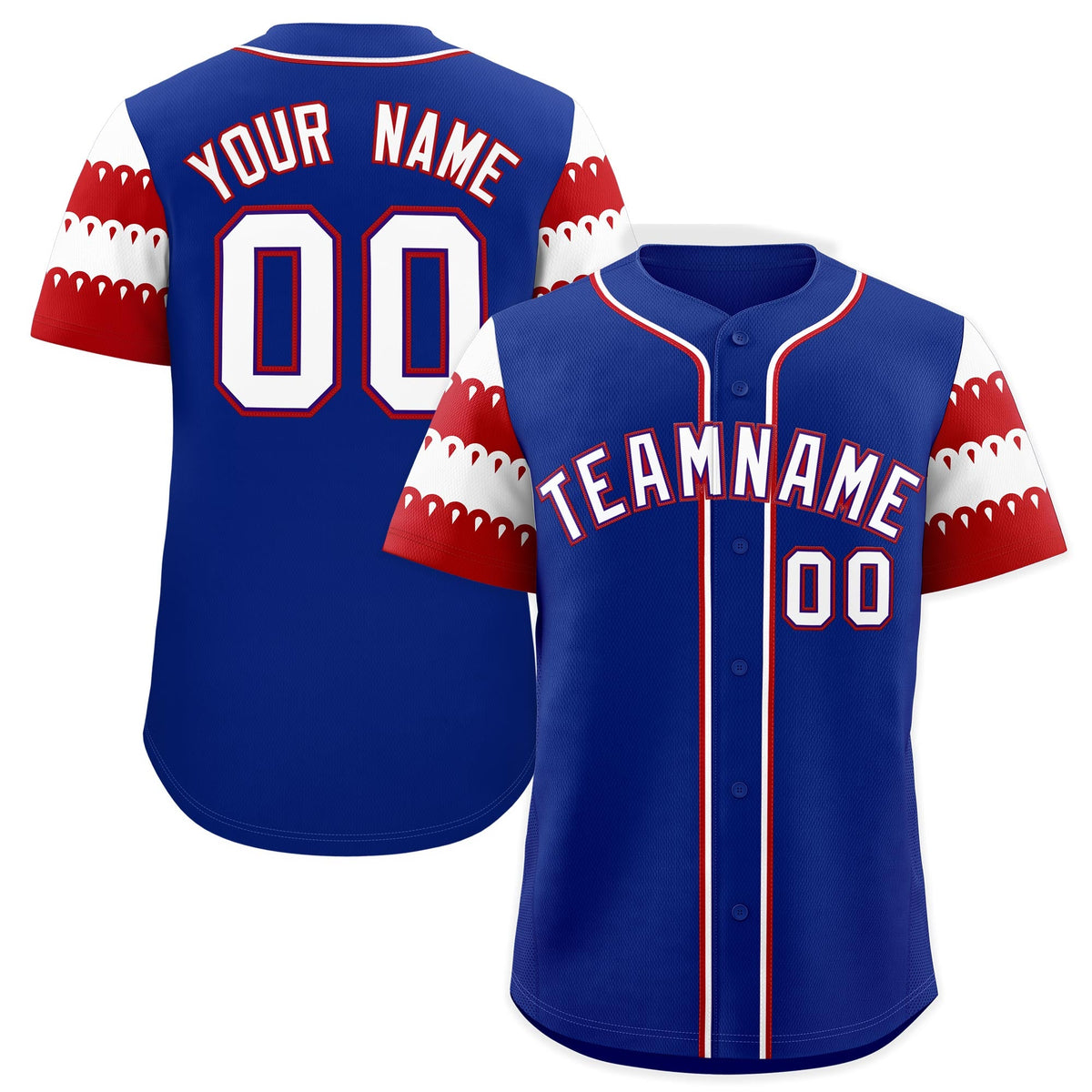 Custom Royal Red White Sleeve Flag Lace Baseball Jersey | Sublimation Printed &amp; Embroidery,Add Name and Numbern,Perfect for Teams | KXKSHOP