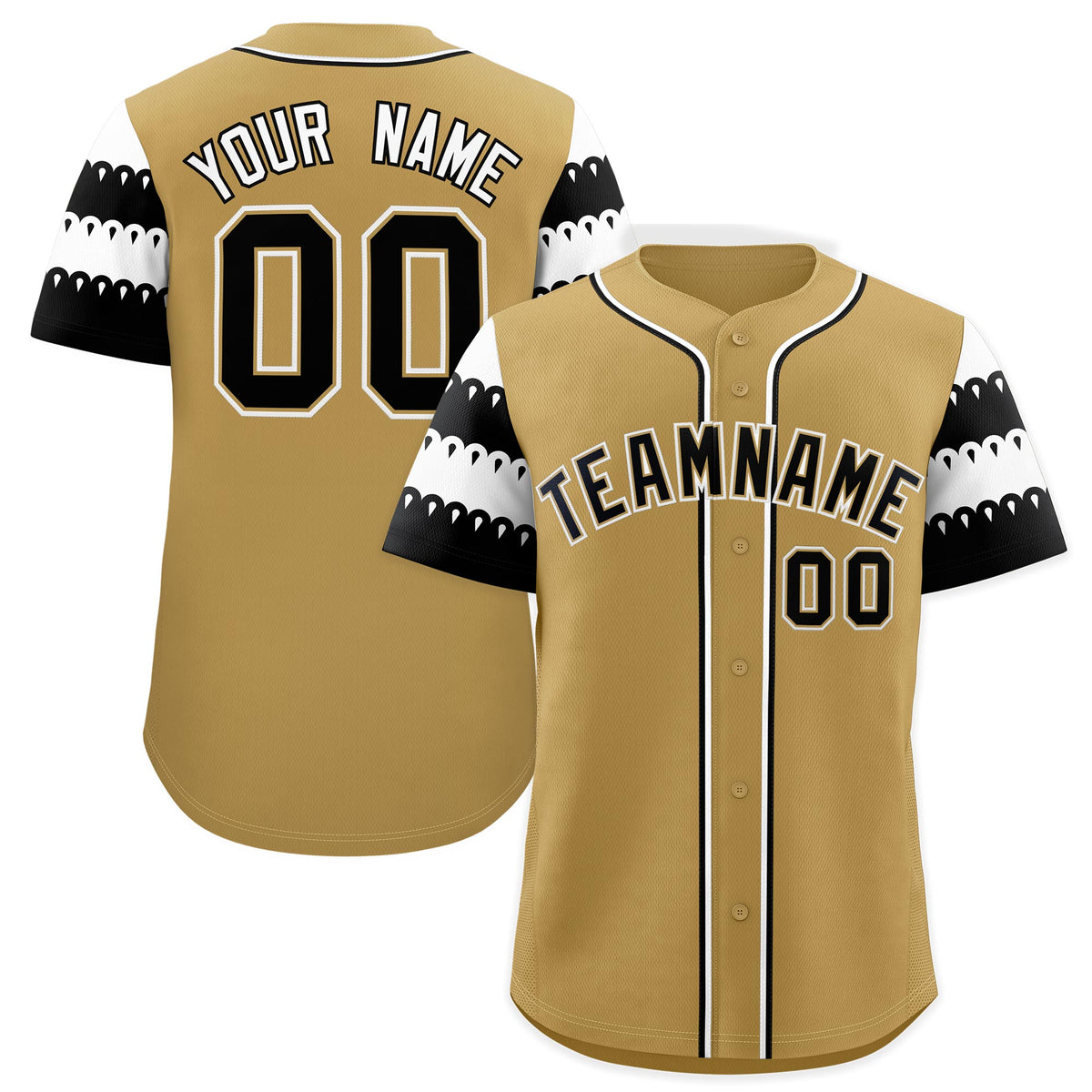 Custom Khaki White Black Sleeve Flag Lace Baseball Jersey | Sublimation Printed &amp; Embroidery,Add Name and Numbern,Perfect for Teams | KXKSHOP