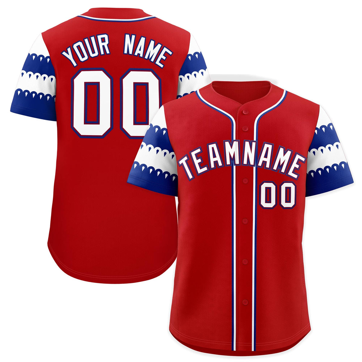 Custom Red Royal White Sleeve Flag Lace Baseball Jersey | Sublimation Printed &amp; Embroidery,Add Name and Numbern,Perfect for Teams | KXKSHOP