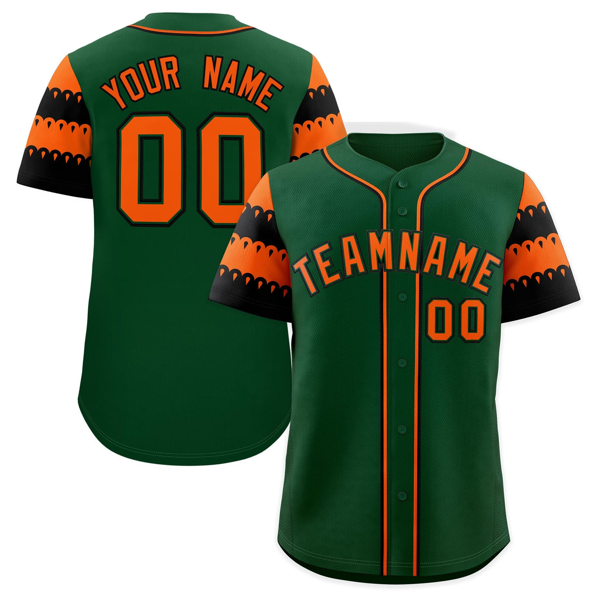 Custom Green Orange Black Sleeve Flag Lace Baseball Jersey | Sublimation Printed &amp; Embroidery,Add Name and Numbern,Perfect for Teams | KXKSHOP