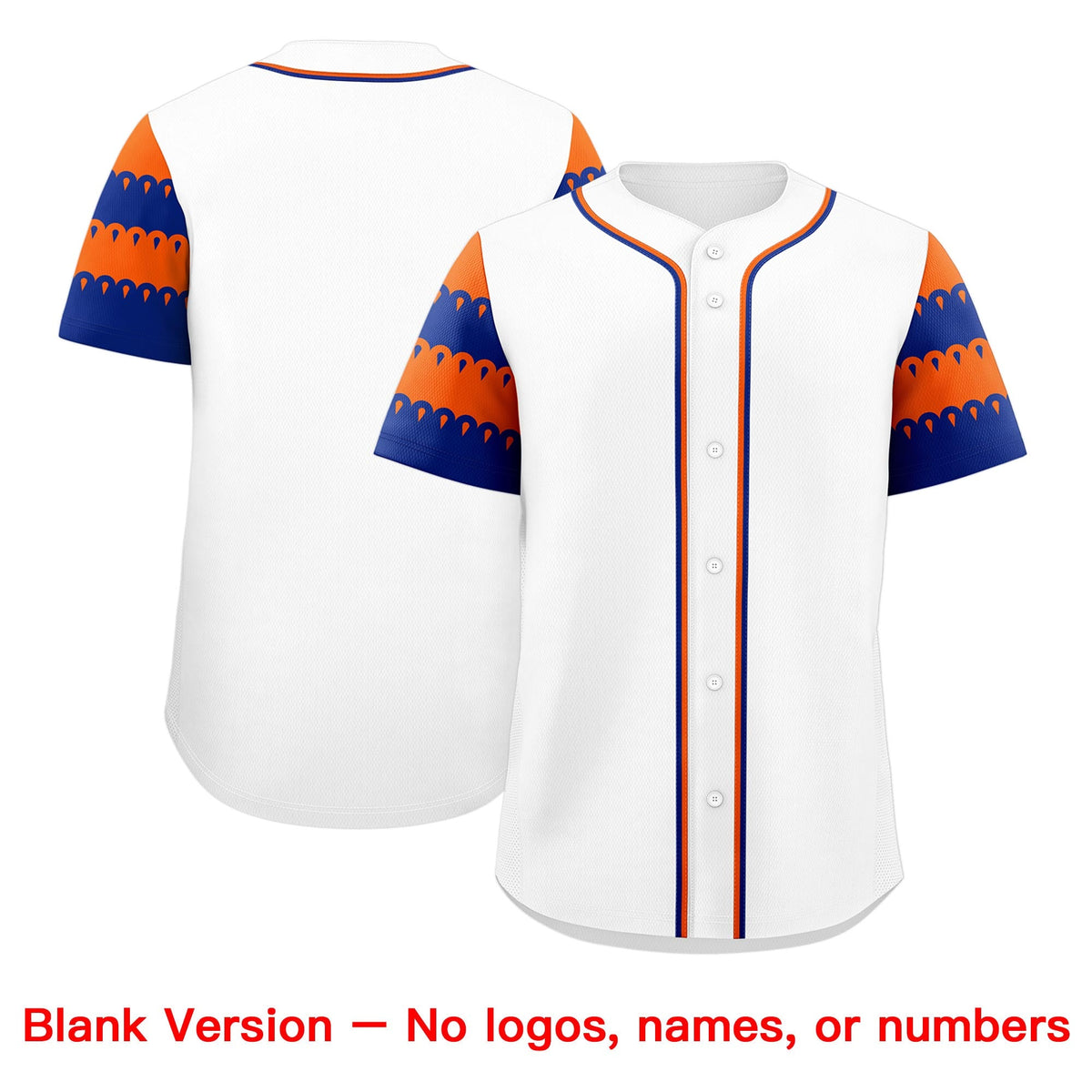 Custom White Orange Royal Sleeve Flag Lace Baseball Jersey | Sublimation Printed &amp; Embroidery,Add Name and Numbern,Perfect for Teams | KXKSHOP