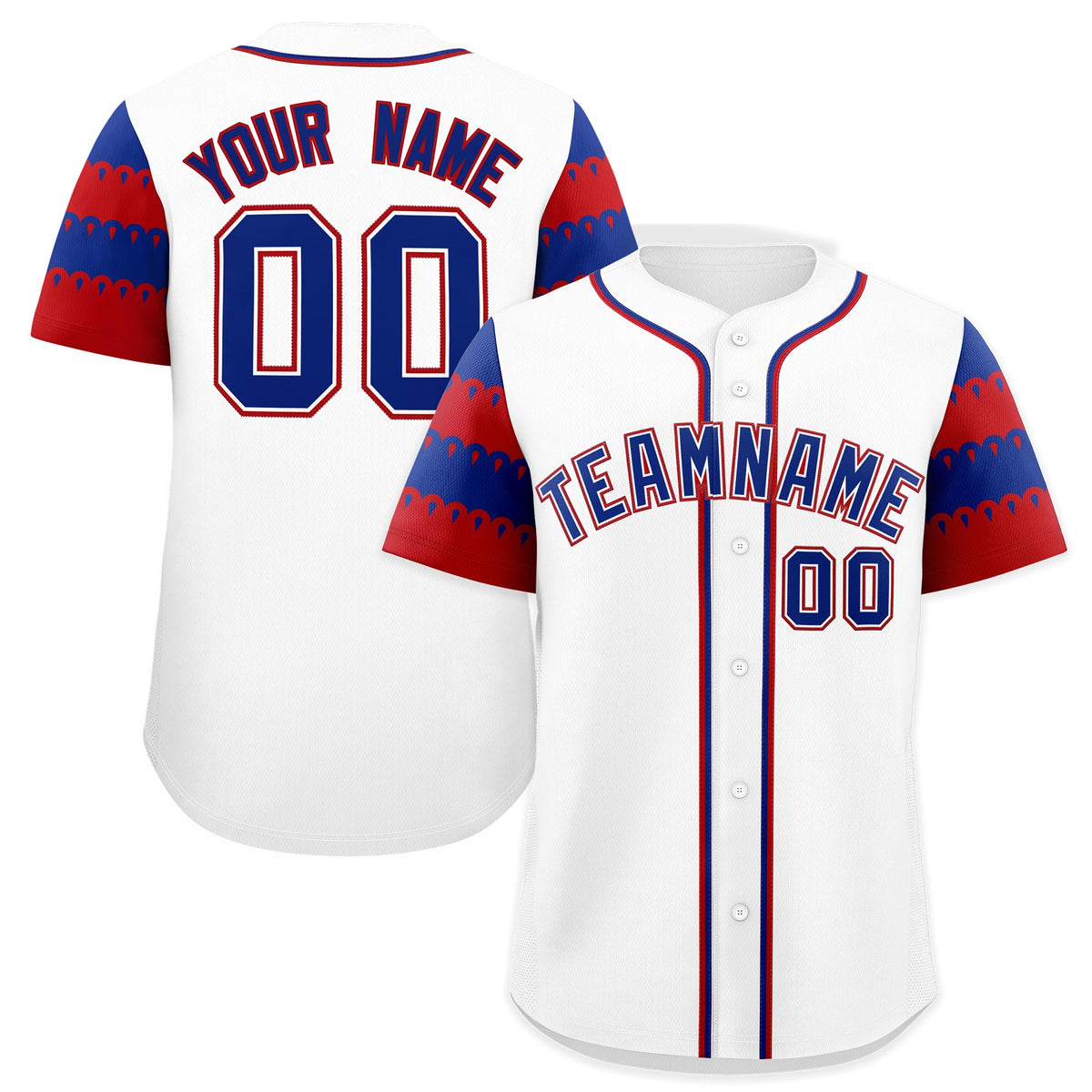 Custom White Red Royal Sleeve Flag Lace Baseball Jersey | Sublimation Printed &amp; Embroidery,Add Name and Numbern,Perfect for Teams | KXKSHOP