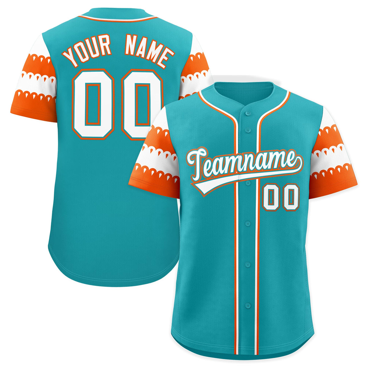 Custom Aqua Orange White Sleeve Flag Lace Baseball Jersey | Sublimation Printed &amp; Embroidery,Add Name and Numbern,Perfect for Teams | KXKSHOP