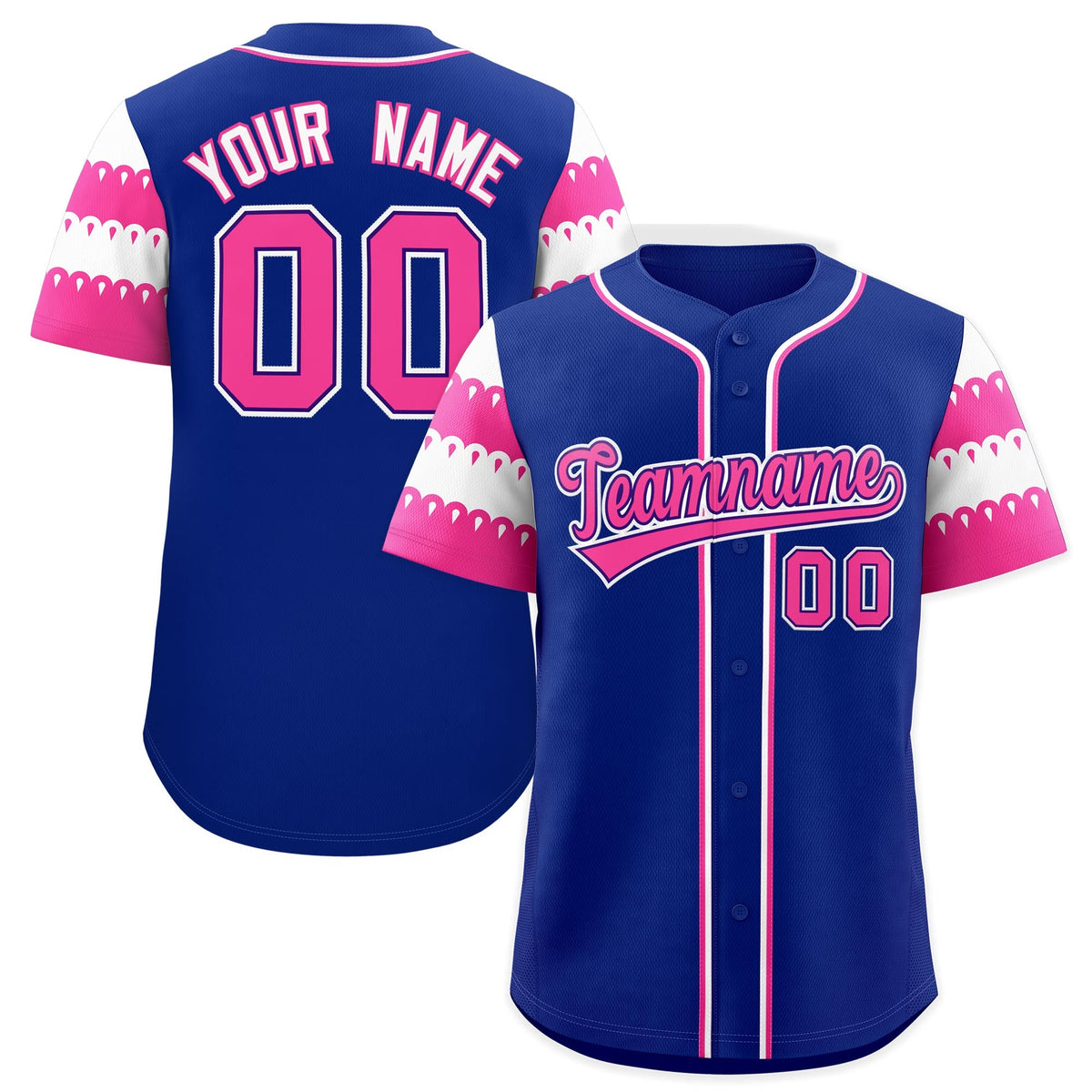 Custom Royal Pink White Sleeve Flag Lace Baseball Jersey | Sublimation Printed &amp; Embroidery,Add Name and Numbern,Perfect for Teams | KXKSHOP