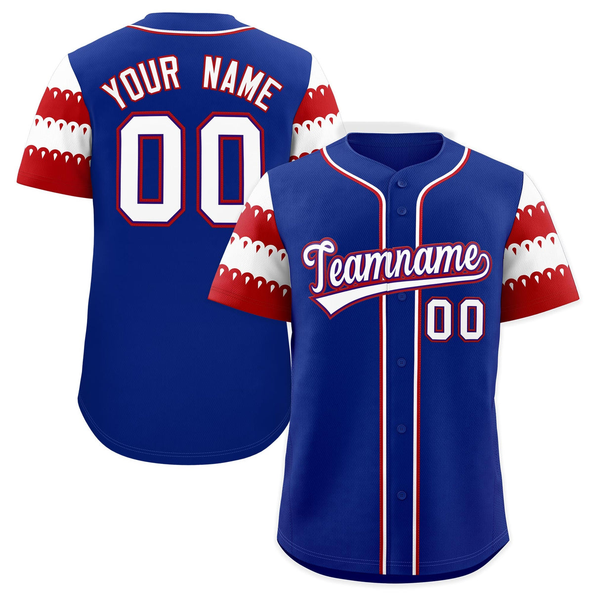 Custom Royal Red White Sleeve Flag Lace Baseball Jersey | Sublimation Printed &amp; Embroidery,Add Name and Numbern,Perfect for Teams | KXKSHOP
