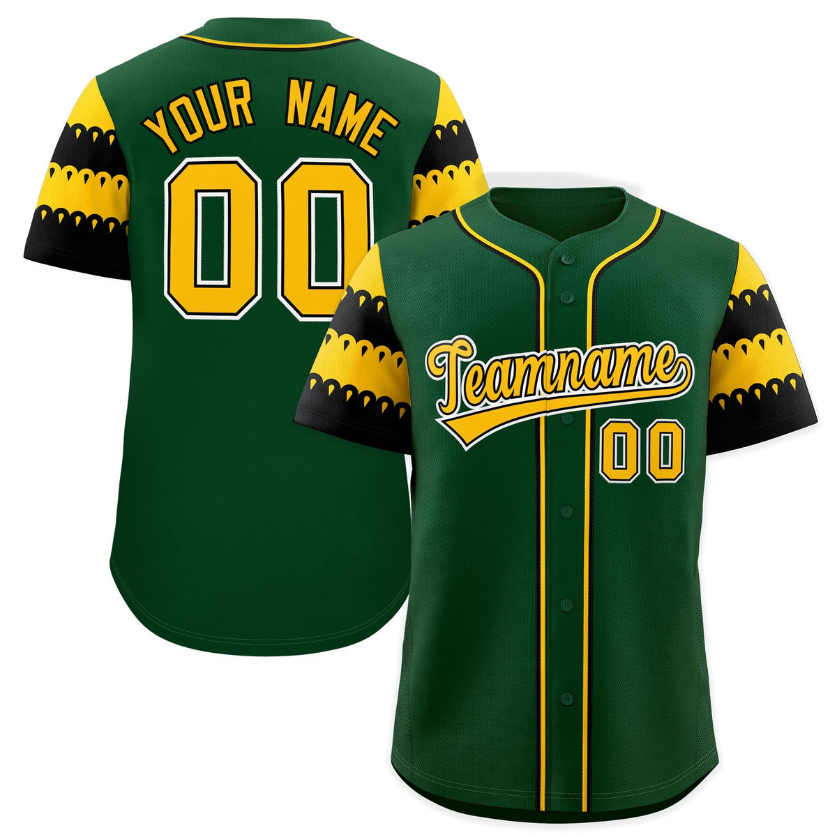 Custom Green Gold Black Sleeve Flag Lace Baseball Jersey | Sublimation Printed &amp; Embroidery,Add Name and Numbern,Perfect for Teams | KXKSHOP