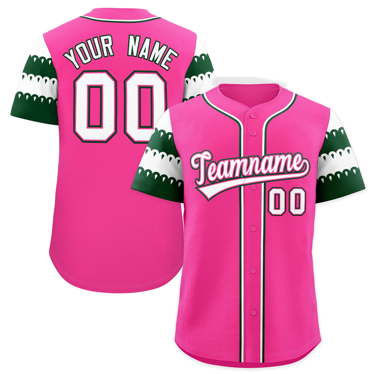 Custom Pink Green White Sleeve Flag Lace Baseball Jersey | Sublimation Printed &amp; Embroidery,Add Name and Numbern,Perfect for Teams | KXKSHOP
