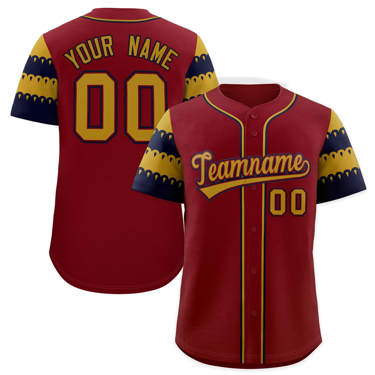 Custom Crimson Old Gold Navy Sleeve Flag Lace Baseball Jersey | Sublimation Printed &amp; Embroidery,Add Name and Numbern,Perfect for Teams | KXKSHOP