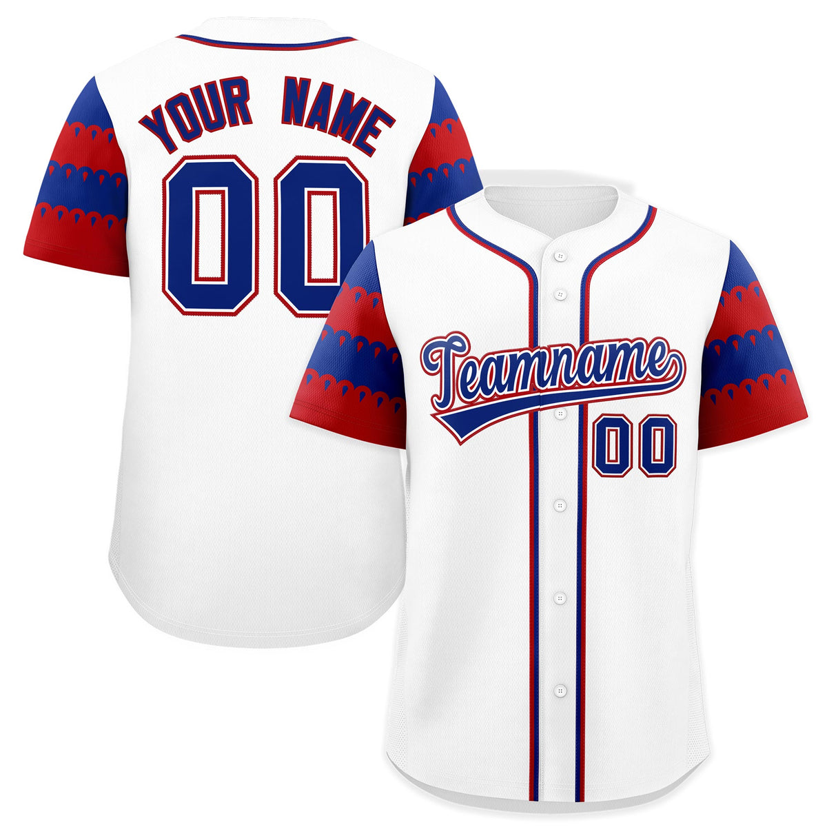 Custom White Red Royal Sleeve Flag Lace Baseball Jersey | Sublimation Printed &amp; Embroidery,Add Name and Numbern,Perfect for Teams | KXKSHOP