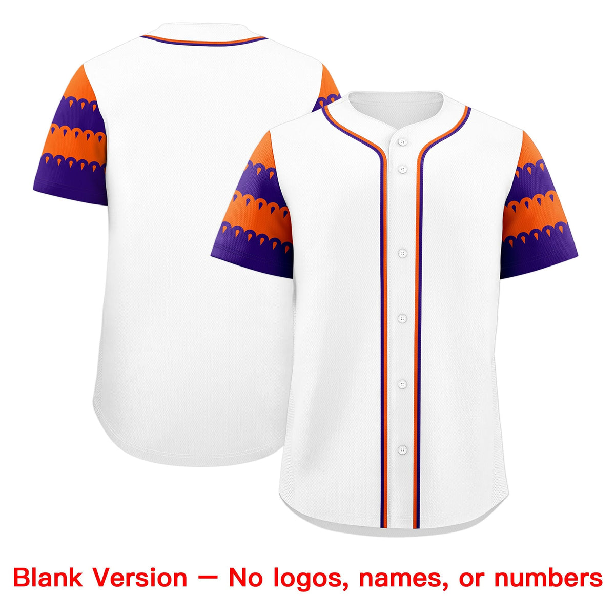 Custom White Orange Purple Sleeve Flag Lace Baseball Jersey | Sublimation Printed &amp; Embroidery,Add Name and Numbern,Perfect for Teams | KXKSHOP