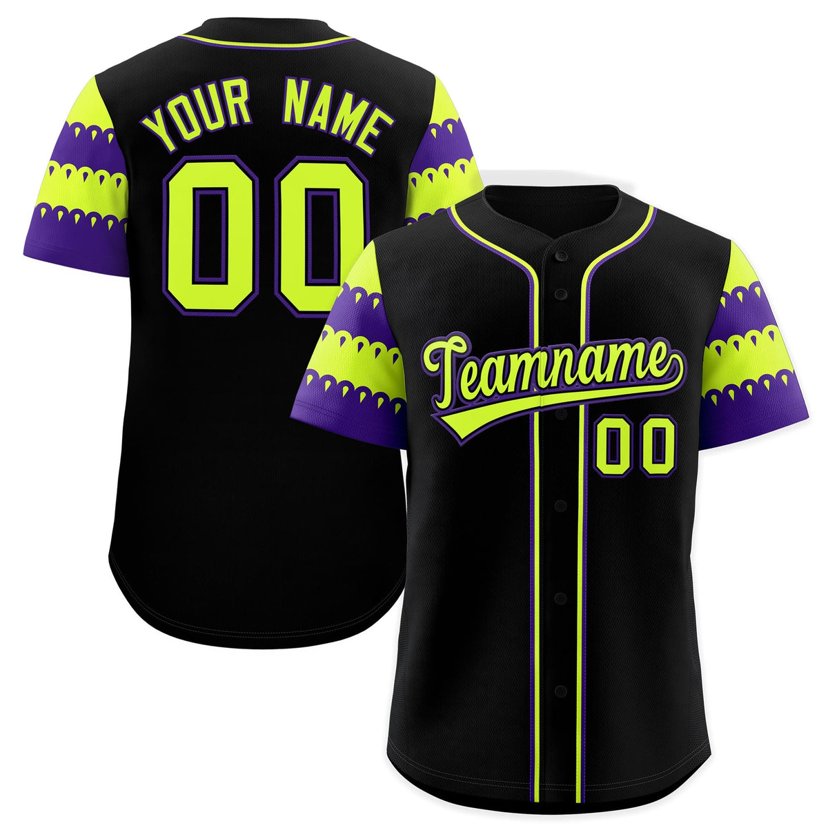 Custom Black Purple Sleeve Flag Lace Baseball Jersey | Sublimation Printed &amp; Embroidery,Add Name and Numbern,Perfect for Teams | KXKSHOP